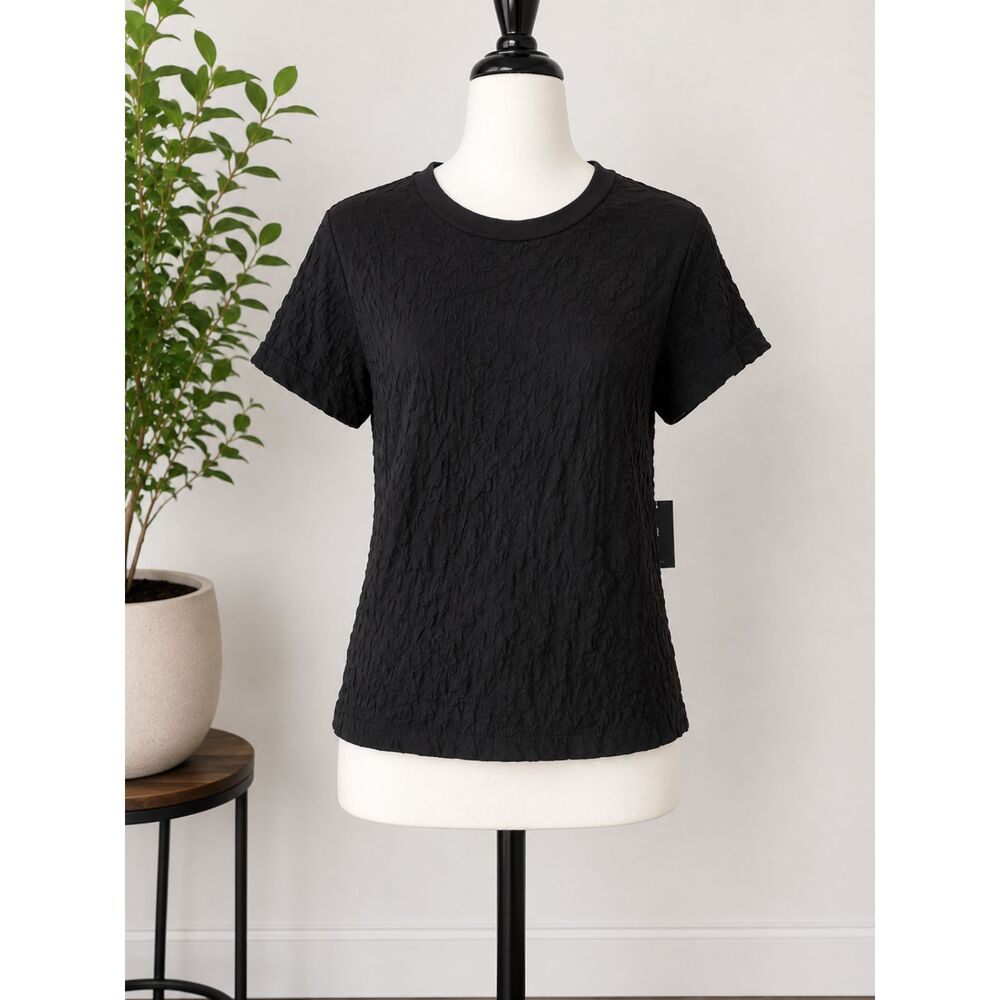 Simply Vera Vera Wang Women’s Black Textured Short Sleeve Top Size Large NWT